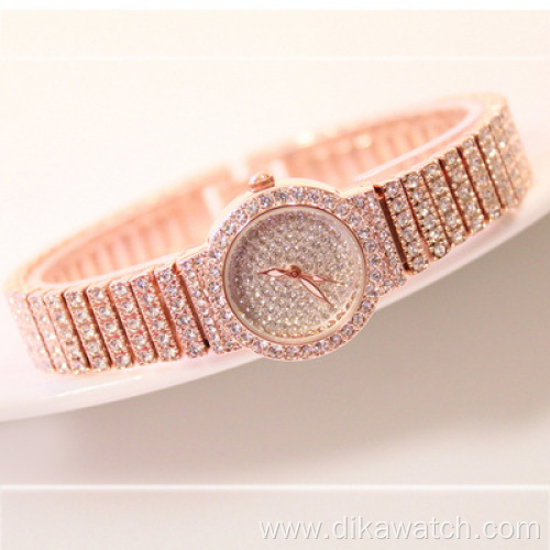 BS 1101 Luxury Ladies Gold Wristwatch Full Diamond Women Watch Bracelet Rhinestones Steel Watch Strap Luxury Watches